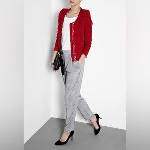 IRO Agnette Distressed Tweed Jacket in Red